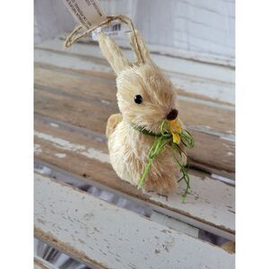 Pier 1 sisal rabbit Easter Bunny ornament home decor flower new
